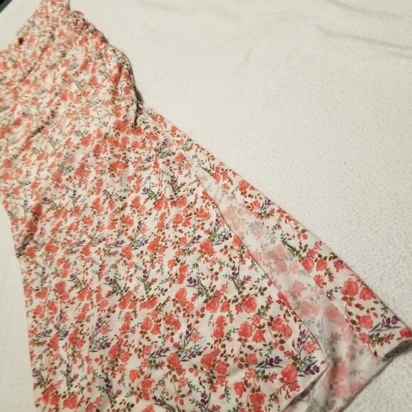 NWT Pink Floral Bodycon Maxi Long Dress Rosette Rose w/ Side Slit Medium Ruched - Picture 8 of 15